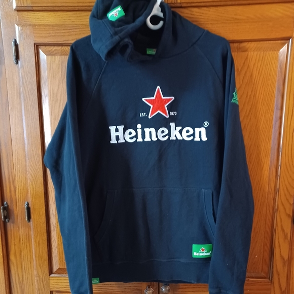 Heineken Men's XL  Official Merchandise Star Black/Red Hoodie Hooded Sweatshirt - Picture 8 of 11